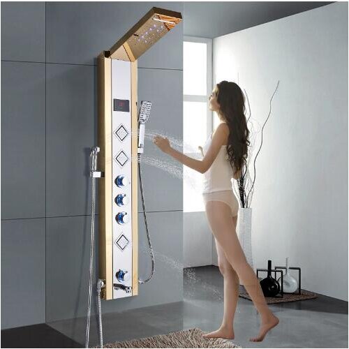 LED Stainless Steel Shower Panel Colorful Massage System Shower Jets Massage Body Jets Hand Shower Tub Spout