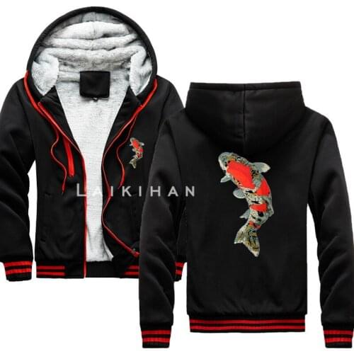 Japanese Anime One Piece Hoodie Sweatshirt Kawaii Koi Fish Carpe Diem Thick Hoodies Jacket Hoddie Streetwear Hip Hop Male