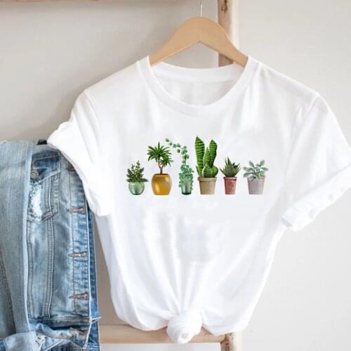 Women Cartoon Plant 90s Casual Printing Lady Summer Spring 90s Fashion Clothes Print Tee Top Tshirt Female Graphic T-shirt