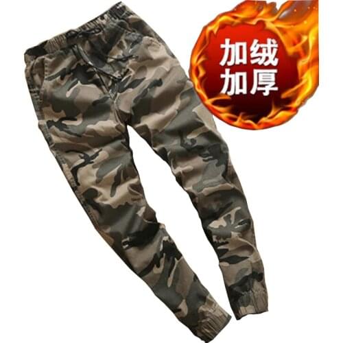 Women Camouflage Autumn and winter plus cashmere Long Pants Camo Cargo Trousers Casual Military Army Combat Couple SweatpantsFC2