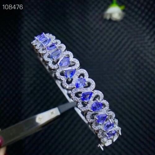 Shilovem 925 silver sterling real natural tanzanite chain Bracelets trendy fine Jewelry women new gift 3*4mm lpsz030409agts