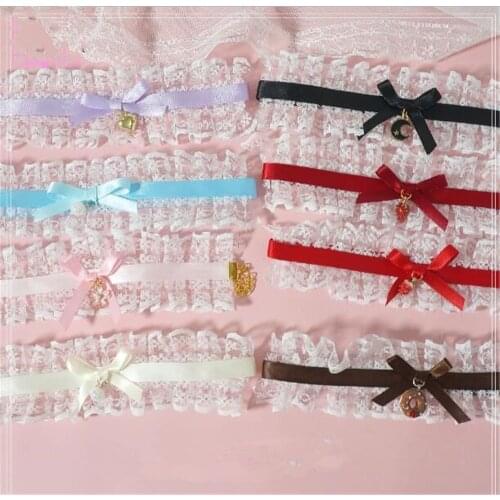 1 pair Lolita Girl Candy Color Lace Bowknot Bracelet Girl Women Jewelry B1475