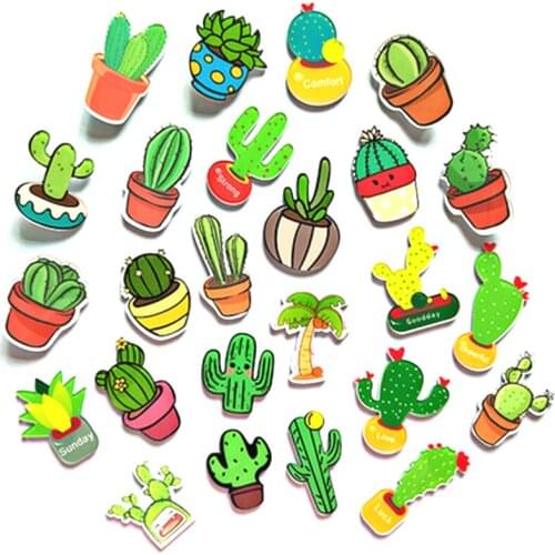 Christmas cartoon Small Cactus plant coconut tree acrylic Kitchen Decorative Refrigerator Magnet Fridge Magnet Stickers