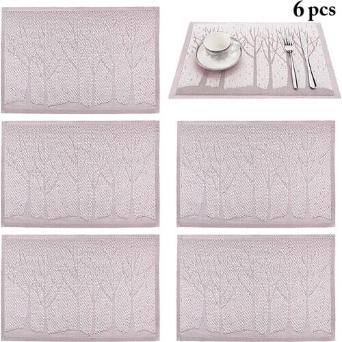 6pcs Kitchen Placemat Dining Table Mats Drink Coasters Pad PVC Cup Mat 45*30cm Table Placemat for Christmas