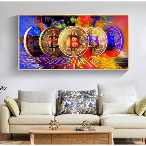Abstract Painting Print BITCOIN Pictures Canvas Painting Oil Painting Poster Modern Wall Art Pictures In Living Room Home Decor