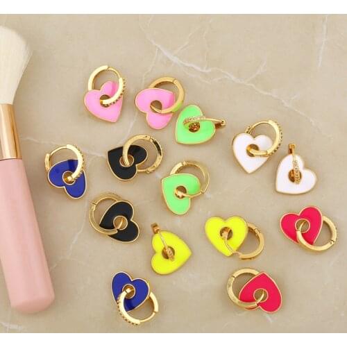 Aide 2021 Trend Silver Plating Enamel Huggie Earring for Women Love Heart Hoop Earing Girl Fashion Jewelry Brincos Party Gifts