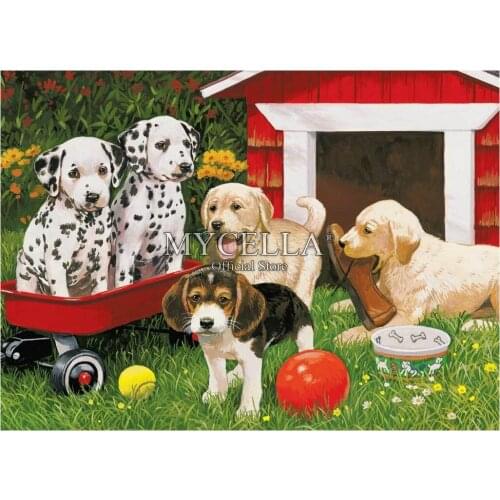 Animals 5D Diy Diamond Painting Puppy Party Diamond Mosaic Dogs Summer Baby Diamond Embroidery Cross Stitch Home Decor Art Gifts