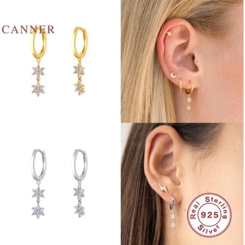 CANNER Earrings For Women 925 Sterling Silver Pendientes Ins Petal Diamond Huggie Earrings Hoops Zircon Korean Jewelry Joyero