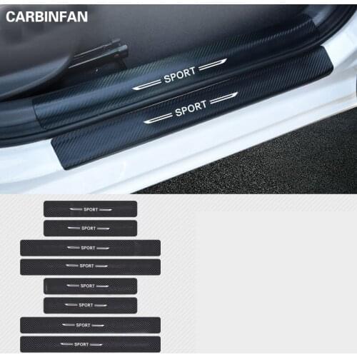 Car Scuff Plate PU Leather Carbon Fiber Protector Sticker Auto Door Threshold Guards Car Stylings For Hyundai Sonata P29