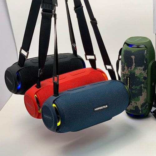 HOPESTAR H48 wireless bluetooth speaker portable outdoor TWS music box 10W stereo RGB mobile phone computer column TF card/FM