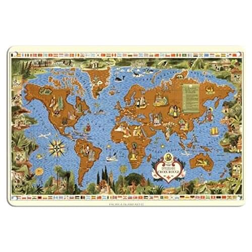 Centenary of International Red Cross (Croix Rouge) - French - Map by Lucien Boucher c.1963- Metal Sign