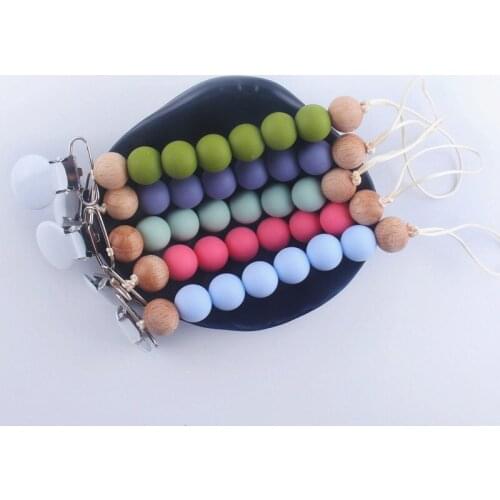 Baby Pacifier Chain Stainless Steel Clips Dummy Pacifier Clips Silicone Beads Nursing Teething Gift for Newborn Baby Boy Girl