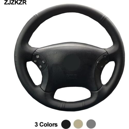 Hand Sewing Car Steering-Wheel Cover Black Beige Gray Wrap For Mercedes Benz W203 C-Class 2001 2002 2003 2004 2005 2006 2007