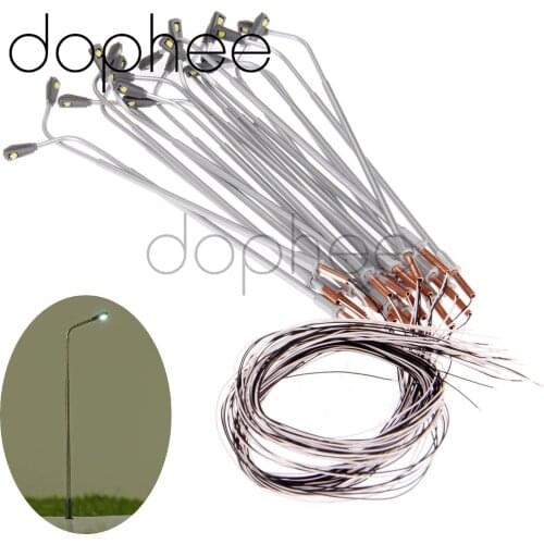 Dophee 20pcs Model Street LED Lights Lamp Single head 3V Scale HO 1:100 Lamppost for Railway & Building Scene Layout