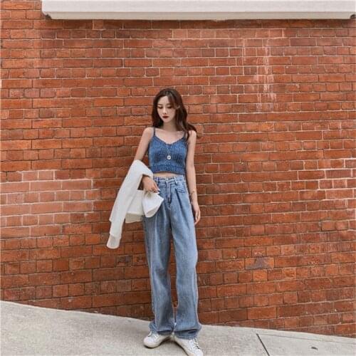 Women Wide Leg Jeans High Waist Loose Demin Pants Flares Summer Trousers