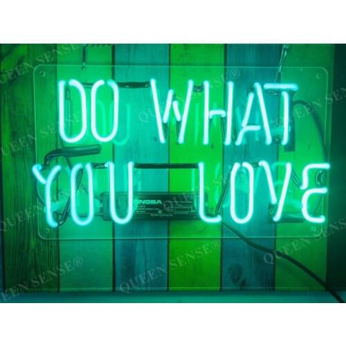 Custom Do What You Love Green Acrylic Neon Light Lamp Sign Beer Bar Handmade Real Glass Decorate Home Wall Room Decor