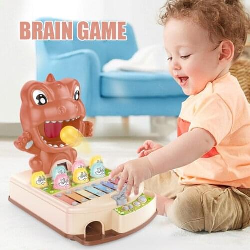 Childrens Electric Dinosaur Hitting Hamster Game Sound And Light Early Education Knock On Piano Puzzle Desktop Shooting Toy