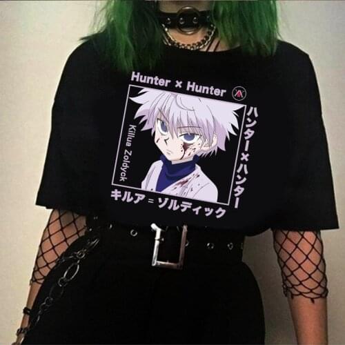 Harakuju Hunter X Hunter Killua T-Shirt Anime Kawaii Short-sleeved Shirt Unisex