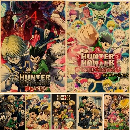 Hunter X Hunter Poster Classic Japanese Anime Retro Poster Kraft Paper Prints Wall Art Home Room Decor Vintage Painting