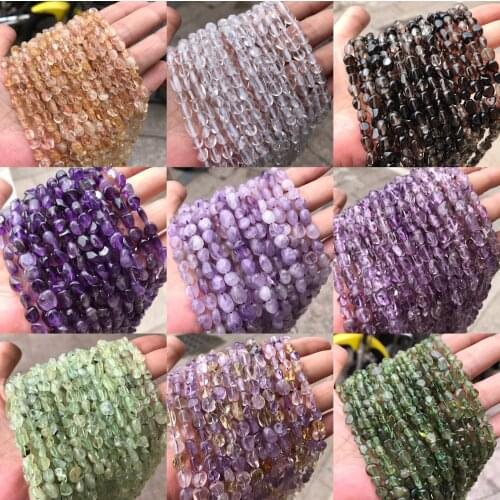 ICNWAY Natural Gemstone 2strands/set Amethyst Citrine White L Tea Green Kunzite Prehnite Crystal 6x8mm Loose Beads 15inch