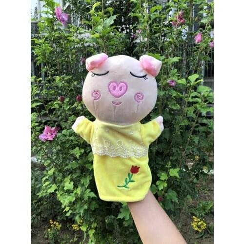 Cartoon yellow Pig Lovely Hand Puppet Baby Kids Child Educational Soft Interactive Doll Plush Toy Stage Performance Prop