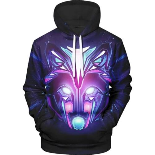 Personality Creative Mens 3D Digital Printing Color Animal Head Mask Hooded