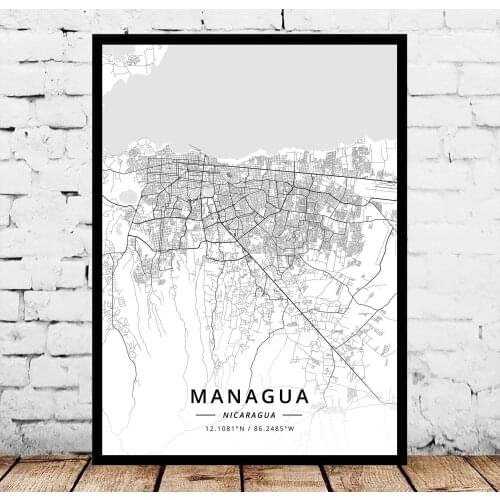 Managua Nicaragua Map Poster