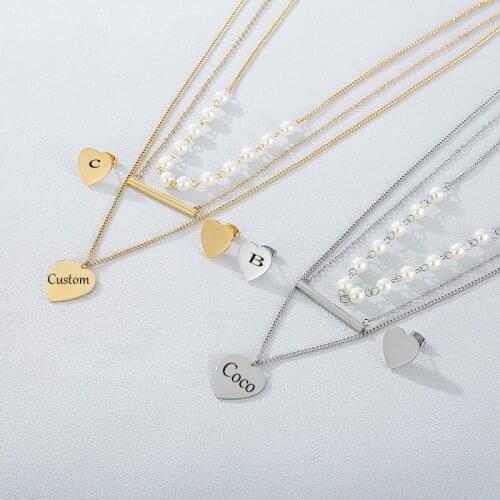 Custom Name Love Heart Earrings Necklace Jewelry Set Engraved Lovers Name Engagement Wedding Party 3 Lay Chain