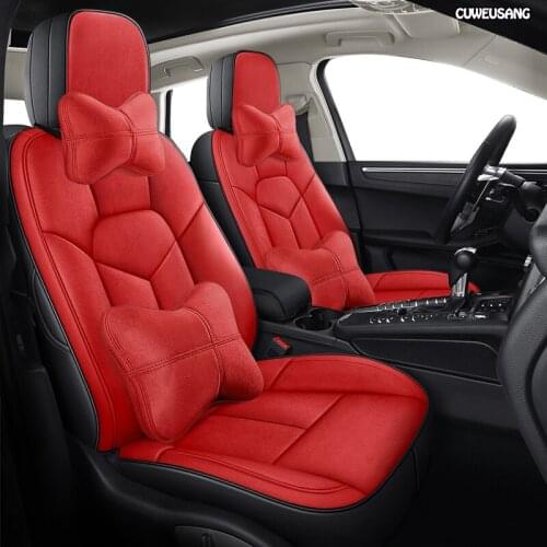 CUWEUSANG Custom Leather car seat cover For Porsche Cayman Macan panamera Cayenne Boxster Automobiles Seat Covers car seats