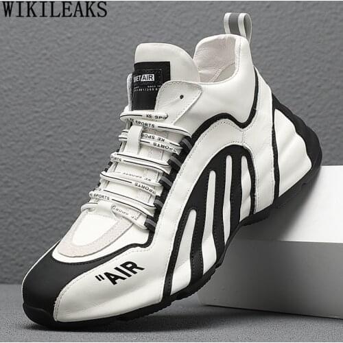 Black Trainers Mens Shoes High Top Sport Shoes Men Platforms Casual Men Sneakers White Leather Casual Shoes Man Zapatos Hombre