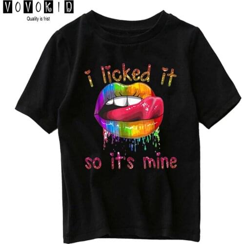 I Licked Tt So Its Mine Little Girl Boy Cute Cartoon Sweet Girls T-shirt Chlidren Summer Top Baby T Shirt Cartoon Shirt