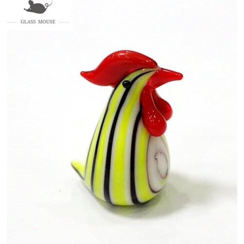 Mini Glass Chicken Figurine Japan Style Colorful Cute Poultry Animal Cock Craft Ornaments Easter Garden Home Decor Small Statue