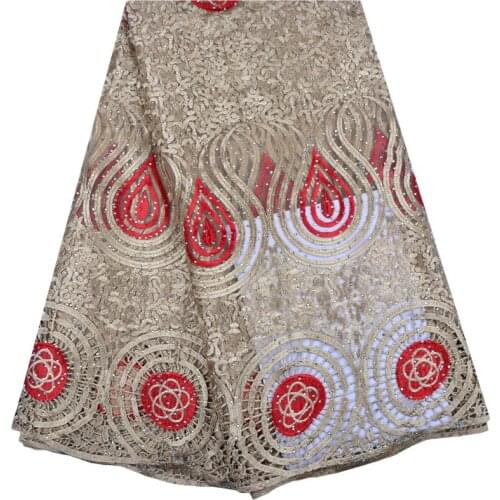 Lots Of Stones Wedding Lace Fabric Gold Color African Tulle Lace Fabric For Dress 2018 African French Lace Fabric F1310