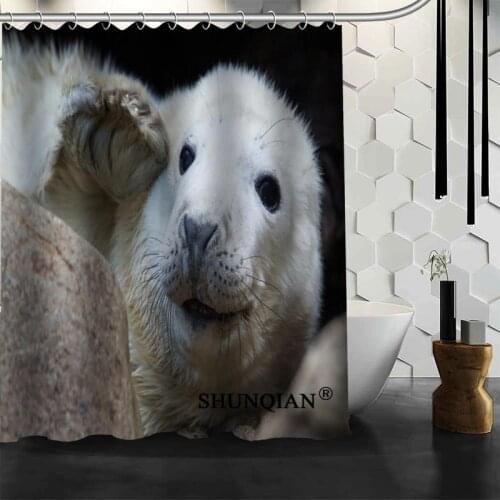 New Arriva Seals Shower Curtain Polyester Fabric Printing Bathroom Curtain Waterproof Bathroom Products With Hook