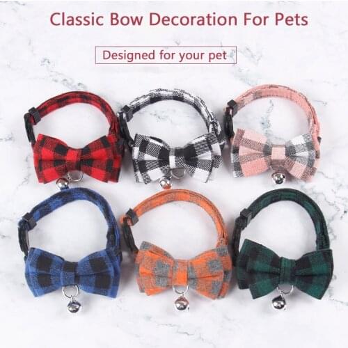 Pet Puppy Dogs Adjustable Bow Tie Collar Plaid Necktie Bowknot Bowtie Holiday Wedding Decoration Accessories