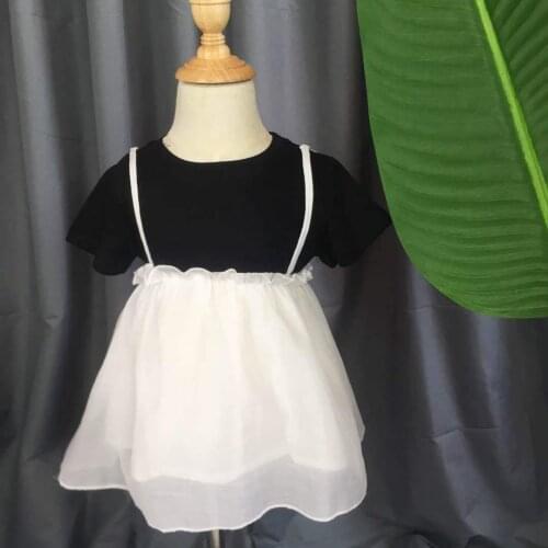 Baby Girl Dress Fashion Cute Fake Two Pieces Short Sleeves Princess Dress Kids Clothing Summer 2020 Toddler Girl Dresses New