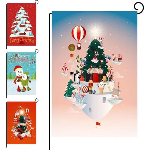 32cmx47cm Merry Christmas Tree Snowman Print Garden Flag Banner Party Decor