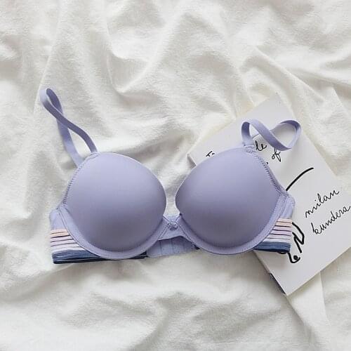 Wriufred Simple and glossy thin womens bra comfortable and natural gathering underwired upper support underwear cover