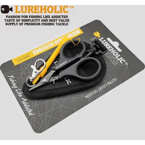 Lureholic Stainless Steel Fishing Scissors Serrated Portable Cut For Fishing PE Braid Line Fine with lanyard and bag