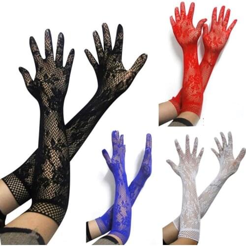 Sexy Transparent Lace Elastic Gloves Bride Long-sleeve Gloves Mesh Liturgy Gloves Sexy Gloves Lace Emo LOLITA Goth Accessories