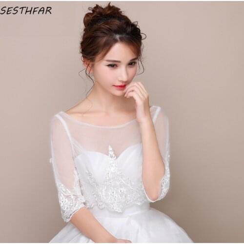 Bride Wedding Dress Small Jacket New Wedding Shawl Veil With Sleeve Perspective Wedding Accessories PJ086