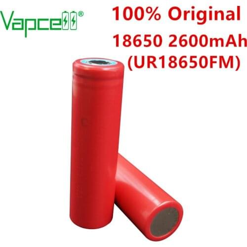 Vapcell 100% original 18650 2600mAh 3.7V battery (UR18650FM) rechargeable flat / button top for Flashlight / power tools