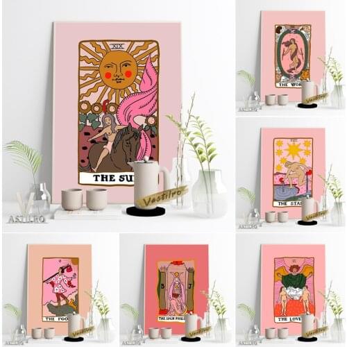 Tarot Collection Exhibition Retro Poster Vintage Art Abstract Canvas Painting Wall Stickers Occultism Enthusiast Gift Home Decor