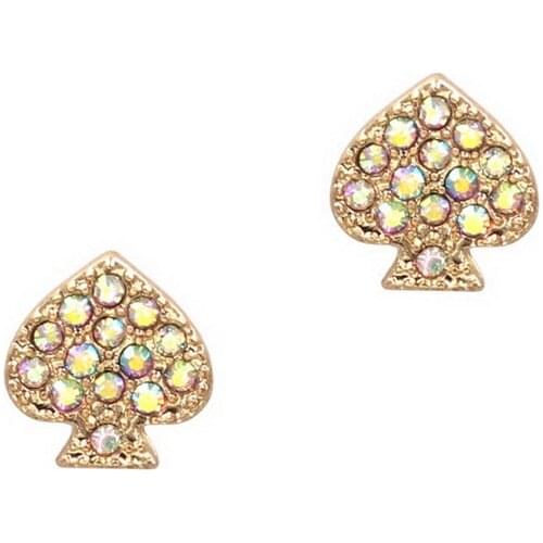 New Valentines Day Gift Small Love Kate Pave AB Crystal Peach Heart Stud Earrings for Women