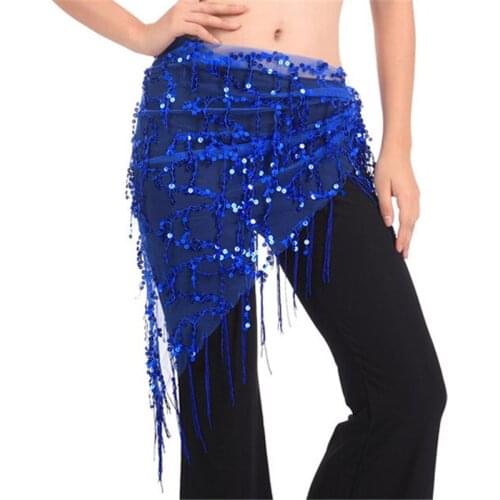 New Women Belly Dance Triangle Hand Make Sequin Tassles Mesh Hip Scarf Wrap 9 Colors Hot
