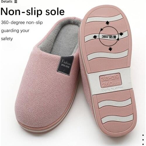 Winter Warm Cotton Slippers Women Men Flat Home Shoes Simple Pattern Non-slip Soft Indoor Slides Plush Couple Slipper 2021 Shoes
