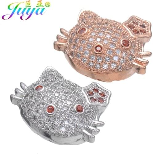 Gold/Rose Gold Handmade Kitty Cat Animal Charm Beads Accessories For Women Kids Beadwork Jewelry Making