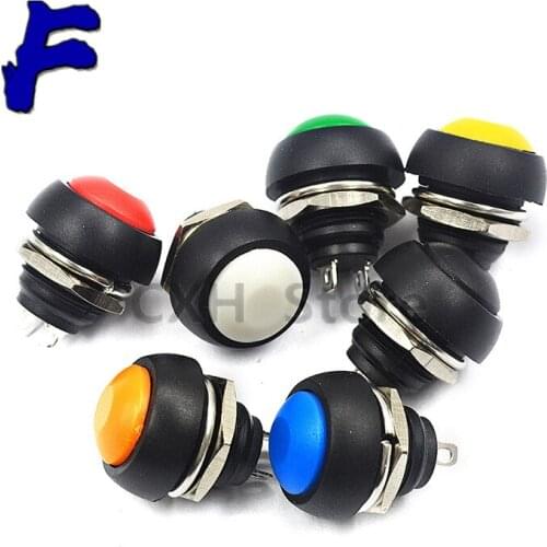 1Pcs 2Pin Mini Switch 12mm 1A waterproof switch PBS33B 12v momentary Push button Switch reset Non-locking PBS-33B
