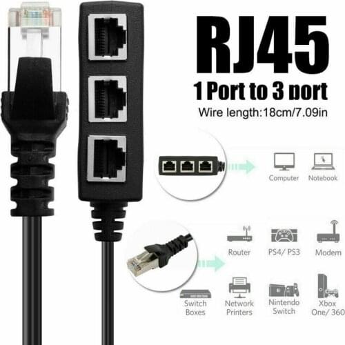 1 Male to 3 Female RJ45 Port Ethernet Adapter Cable LAN Network Splitter Connector Splitter Adapter Cable Fits for Networking