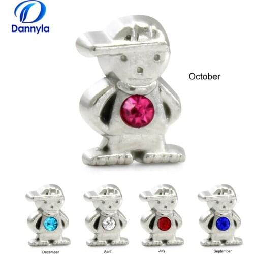 12pcs/lot Wholesale Crystal Birthstone Boy Mini Floating Charms Fit Glass Floating Locket LSFC097